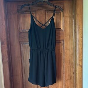 Lush Black Strappy Spaghetti Strap Romper new with tags